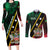 Personalized Saint Kitts and Nevis Couples Matching Long Sleeve Bodycon Dress and Long Sleeve Button Shirt Flag Style With Stars