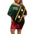 Personalized Saint Kitts and Nevis Family Matching Off Shoulder Short Dress and Hawaiian Shirt Flag Style With Stars