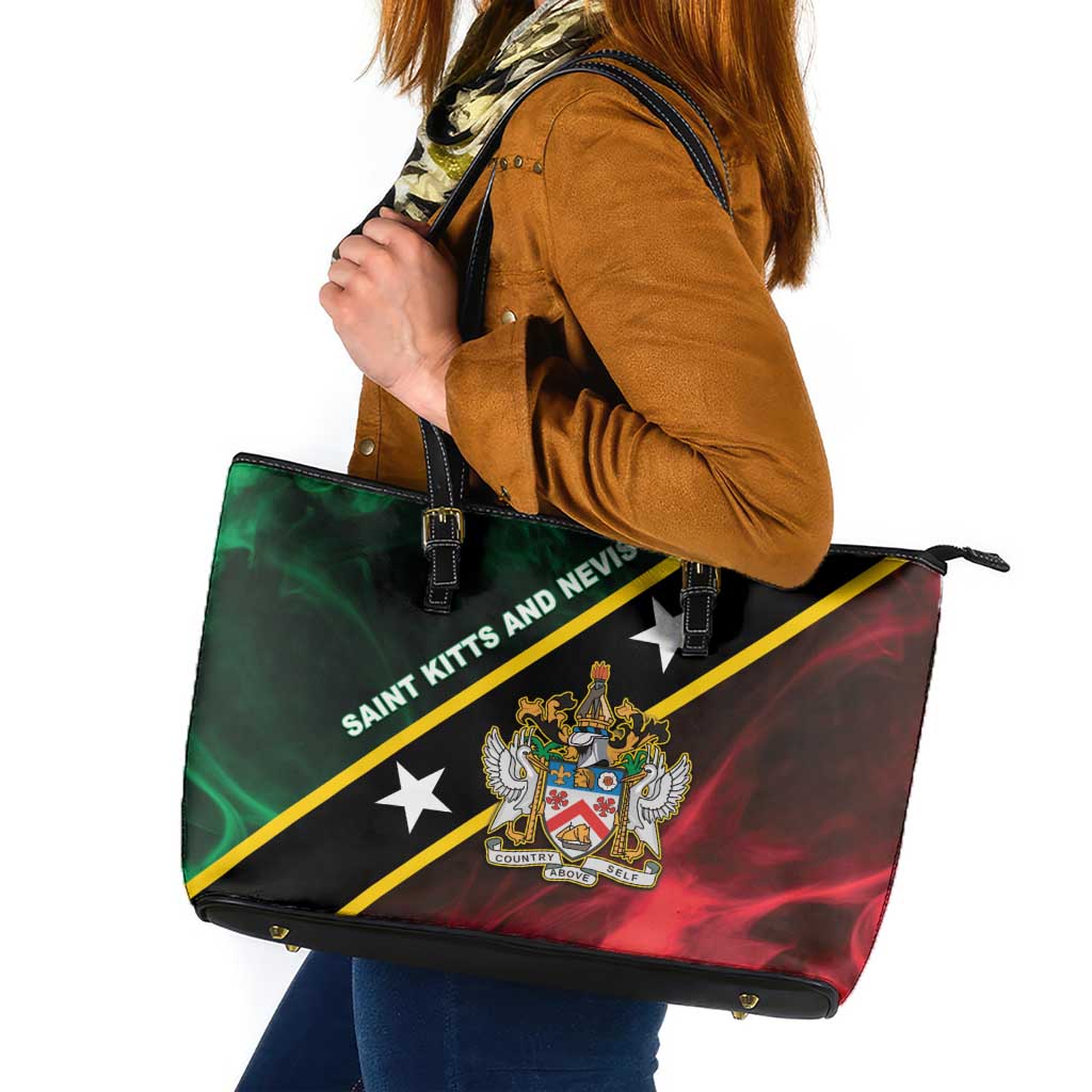 Saint Kitts and Nevis Leather Tote Bag Flag Style With Stars