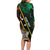 Personalized Saint Kitts and Nevis Long Sleeve Bodycon Dress Flag Style With Stars