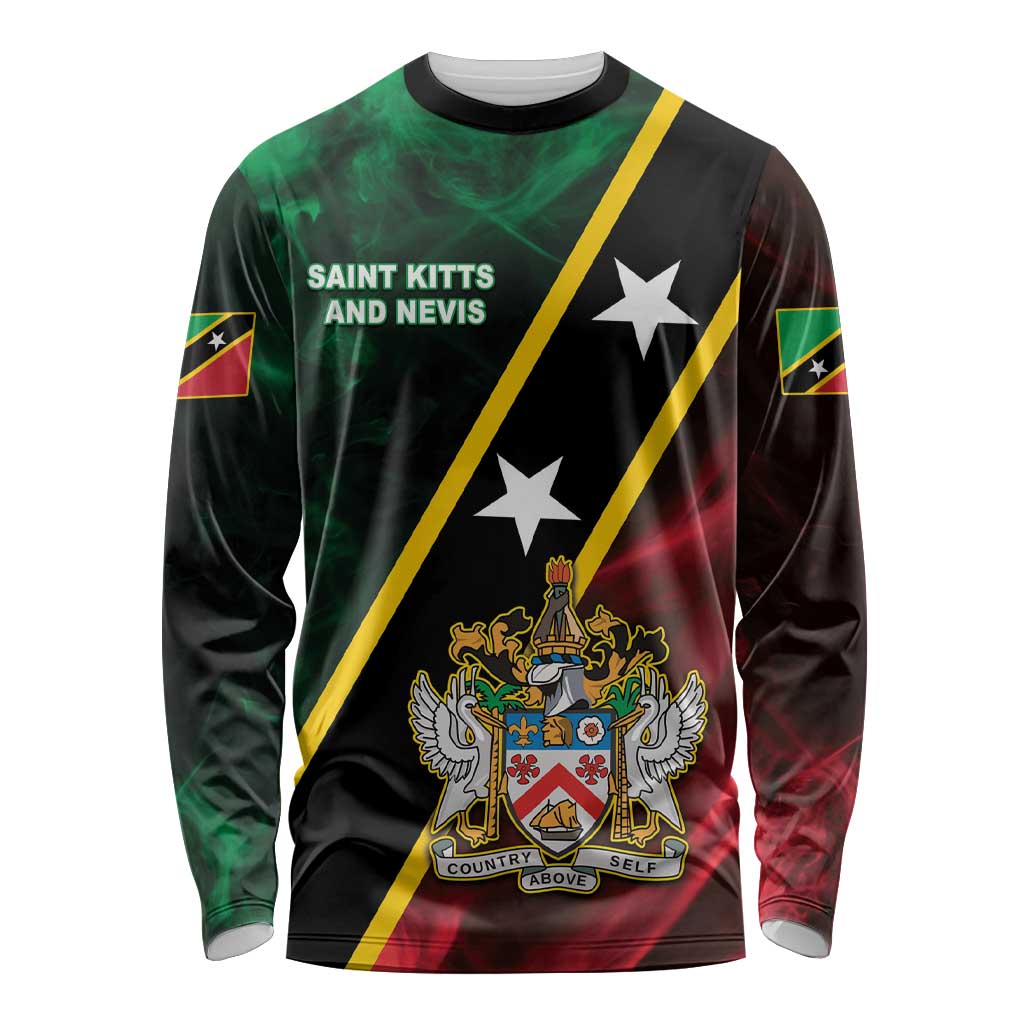 Personalized Saint Kitts and Nevis Long Sleeve Shirt Flag Style With Stars