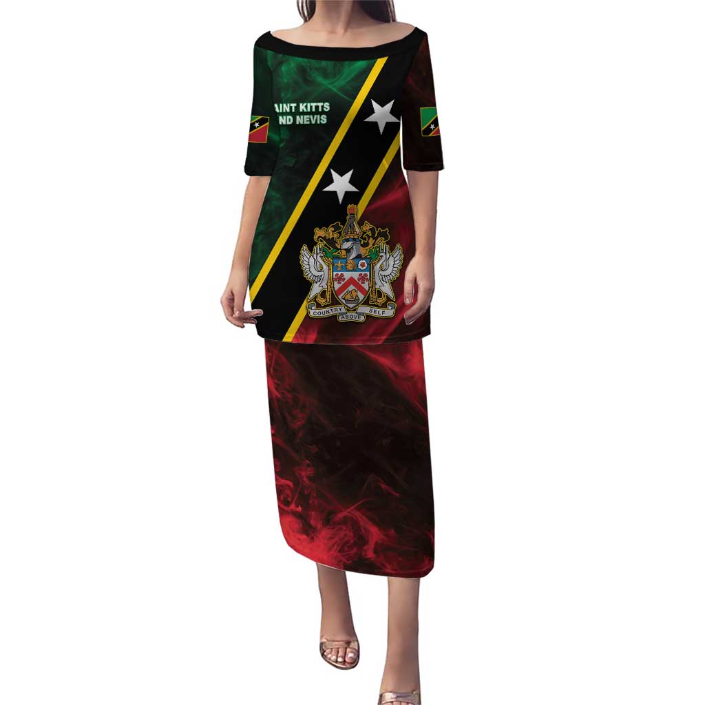 Personalized Saint Kitts and Nevis Puletasi Flag Style With Stars