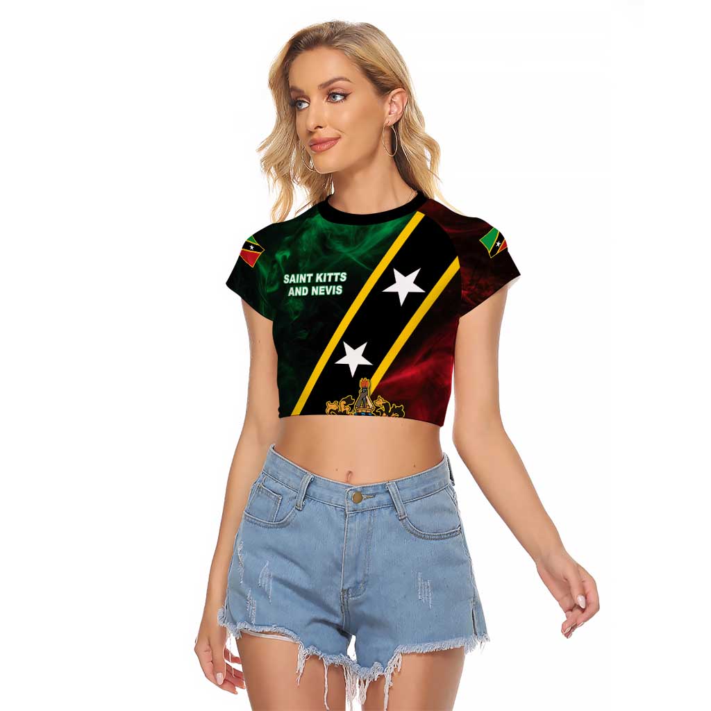 Personalized Saint Kitts and Nevis Raglan Cropped T Shirt Flag Style With Stars