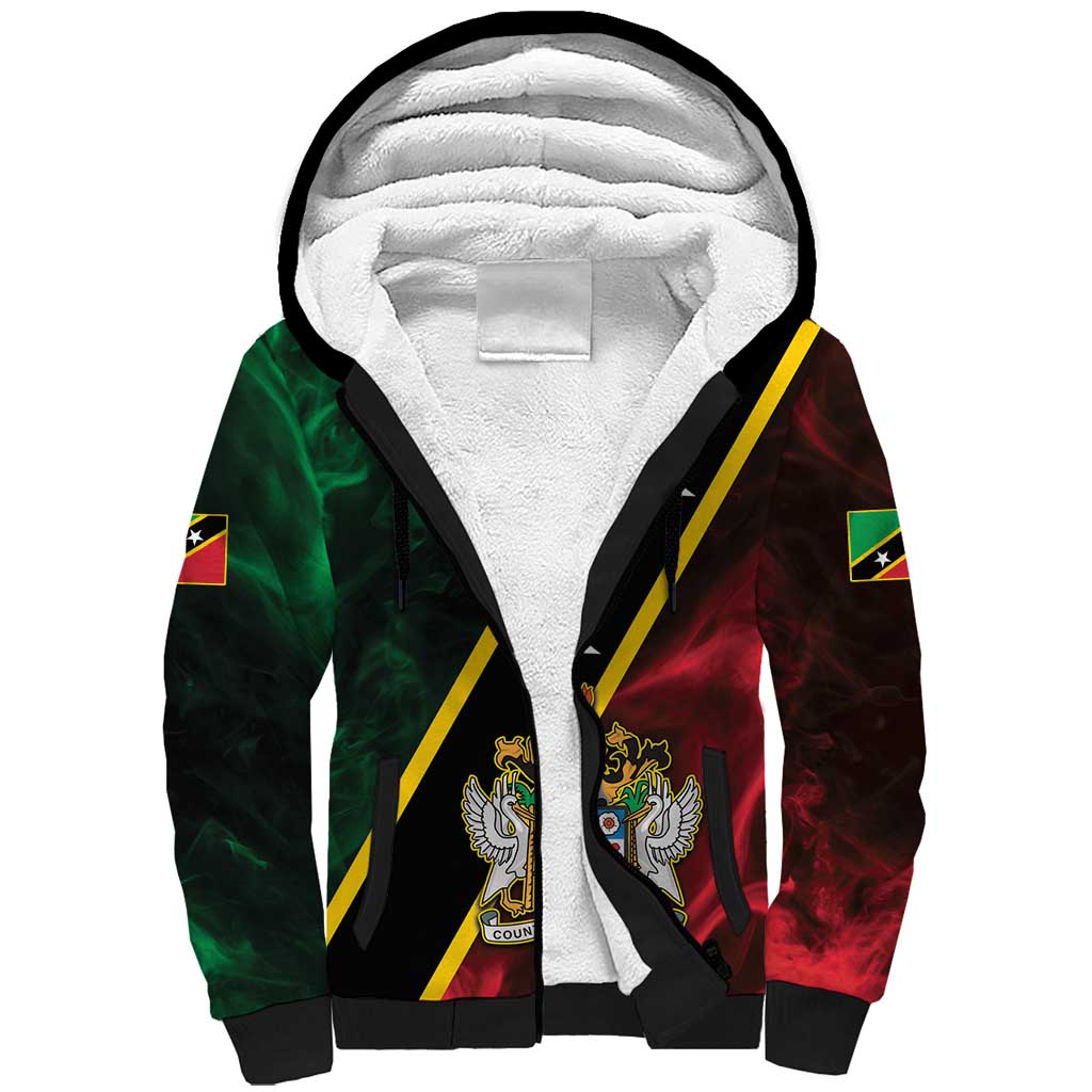 Personalized Saint Kitts and Nevis Sherpa Hoodie Flag Style With Stars