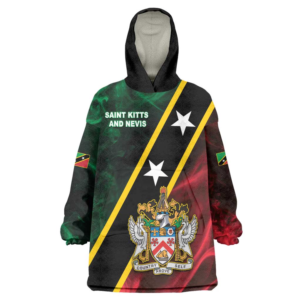 Personalized Saint Kitts and Nevis Wearable Blanket Hoodie Flag Style With Stars