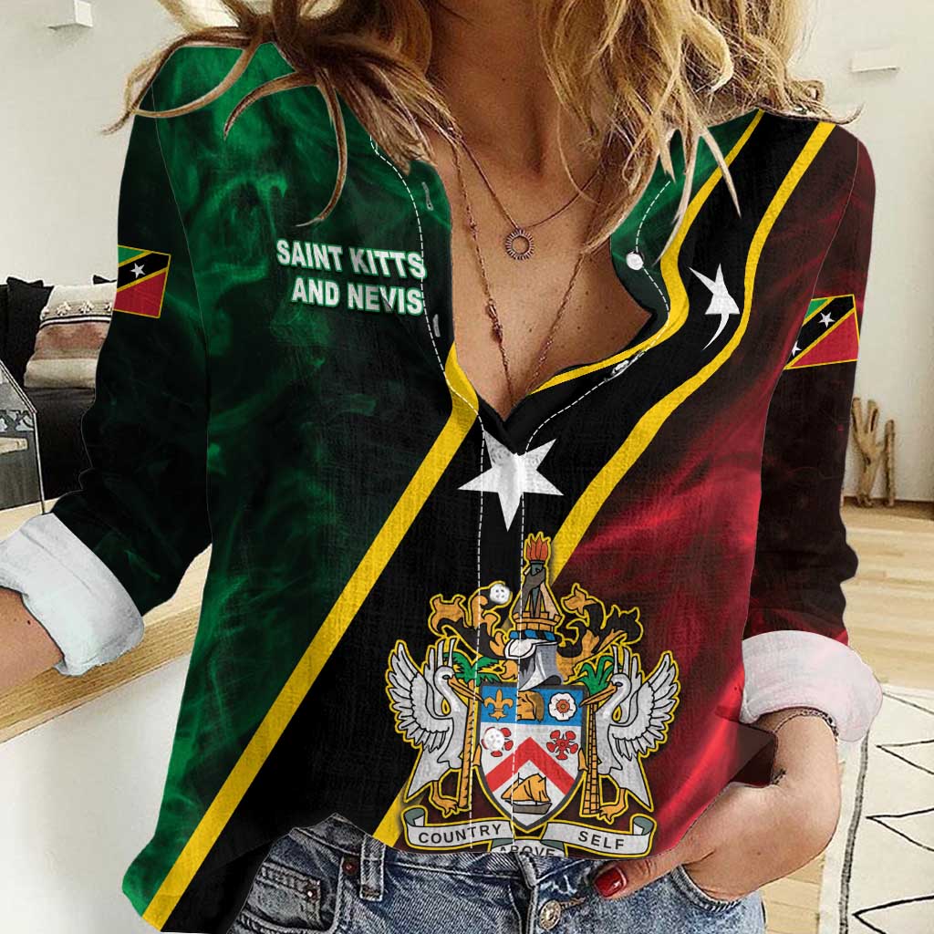 Personalized Saint Kitts and Nevis Women Casual Shirt Flag Style With Stars