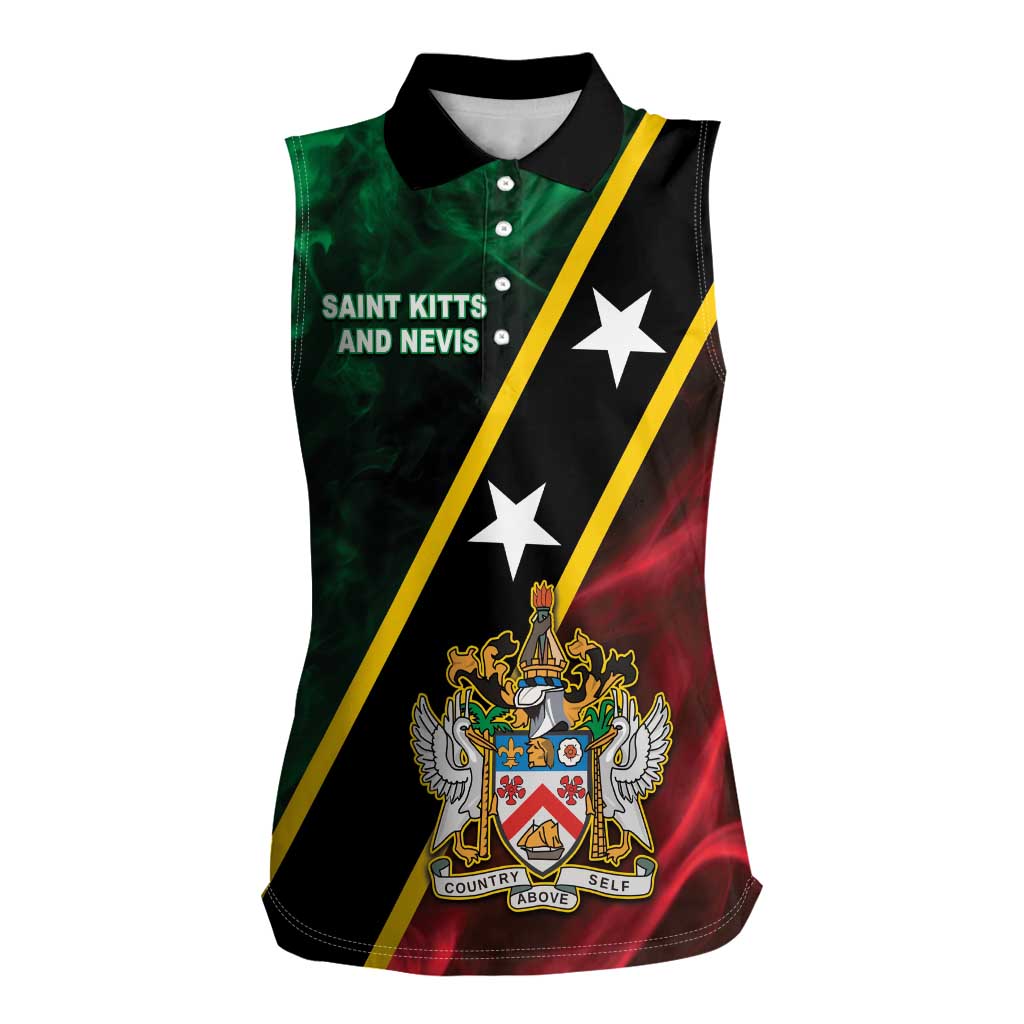 Personalized Saint Kitts and Nevis Women Sleeveless Polo Shirt Flag Style With Stars