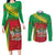 Personalized Saint Kitts and Nevis Couples Matching Long Sleeve Bodycon Dress and Long Sleeve Button Shirt Coat Of Arms Sporty Style