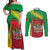 Personalized Saint Kitts and Nevis Couples Matching Off Shoulder Maxi Dress and Long Sleeve Button Shirt Coat Of Arms Sporty Style