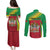 Personalized Saint Kitts and Nevis Couples Matching Puletasi and Long Sleeve Button Shirt Coat Of Arms Sporty Style