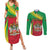 Personalized Saint Kitts and Nevis Couples Matching Summer Maxi Dress and Long Sleeve Button Shirt Coat Of Arms Sporty Style