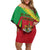 Personalized Saint Kitts and Nevis Family Matching Off Shoulder Short Dress and Hawaiian Shirt Coat Of Arms Sporty Style