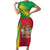 Personalized Saint Kitts and Nevis Family Matching Short Sleeve Bodycon Dress and Hawaiian Shirt Coat Of Arms Sporty Style