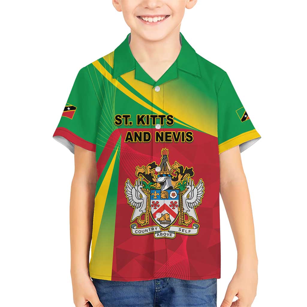 Personalized Saint Kitts and Nevis Kid Hawaiian Shirt Coat Of Arms Sporty Style