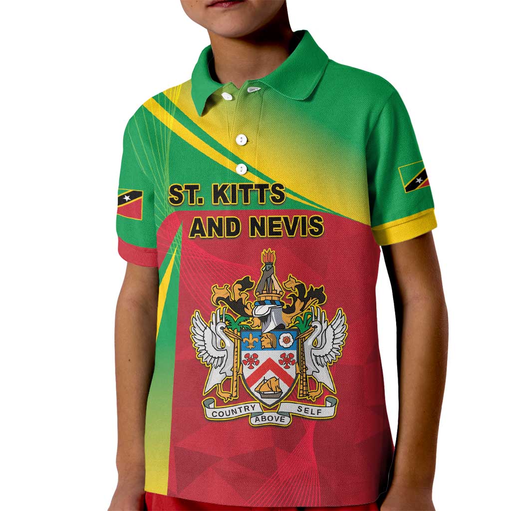 Personalized Saint Kitts and Nevis Kid Polo Shirt Coat Of Arms Sporty Style