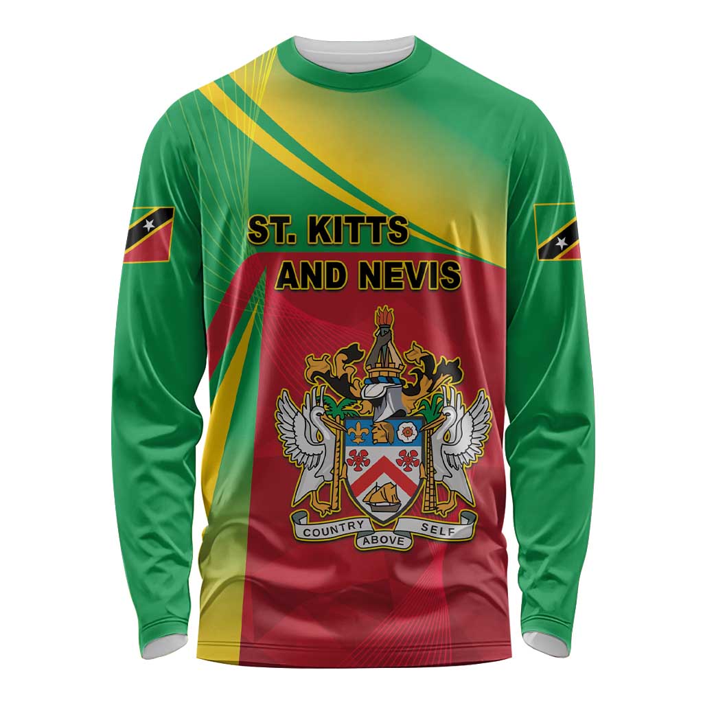 Personalized Saint Kitts and Nevis Long Sleeve Shirt Coat Of Arms Sporty Style