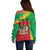 Personalized Saint Kitts and Nevis Off Shoulder Sweater Coat Of Arms Sporty Style