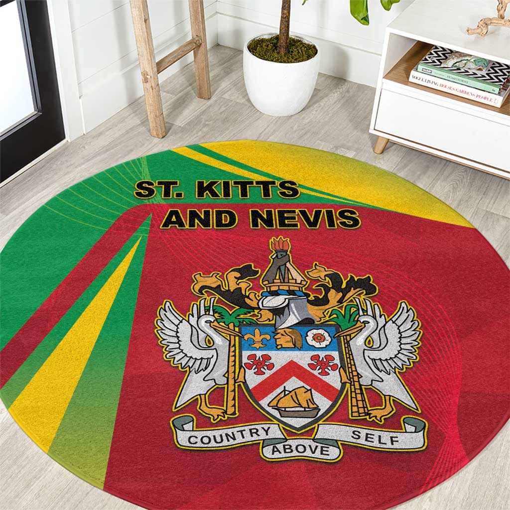 Saint Kitts and Nevis Round Carpet Coat Of Arms Sporty Style