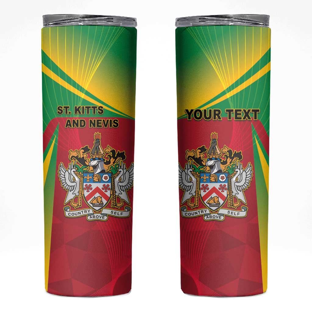 Personalized Saint Kitts and Nevis Skinny Tumbler Coat Of Arms Sporty Style