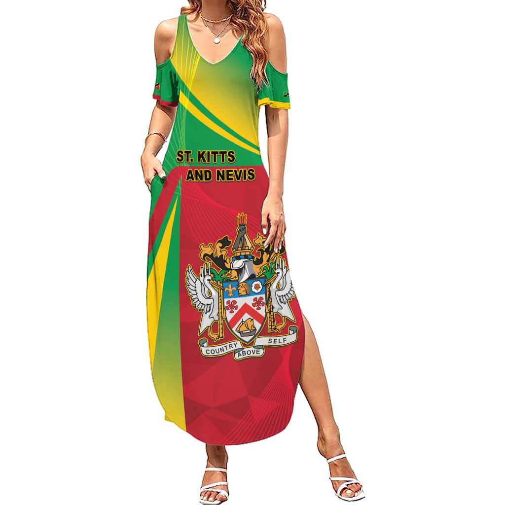 Personalized Saint Kitts and Nevis Summer Maxi Dress Coat Of Arms Sporty Style