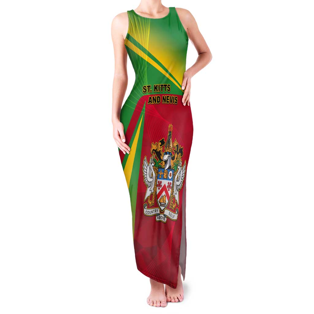 Personalized Saint Kitts and Nevis Tank Maxi Dress Coat Of Arms Sporty Style