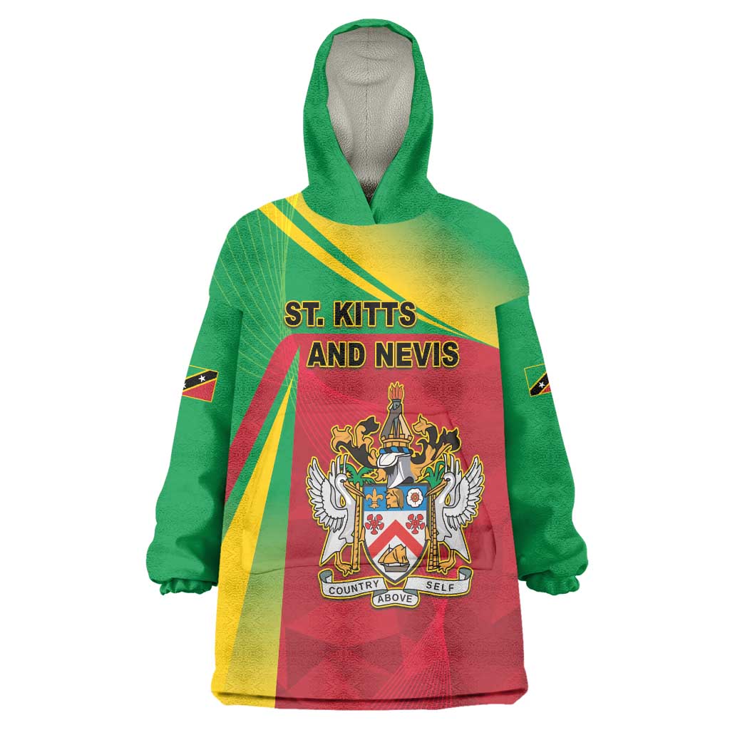 Personalized Saint Kitts and Nevis Wearable Blanket Hoodie Coat Of Arms Sporty Style