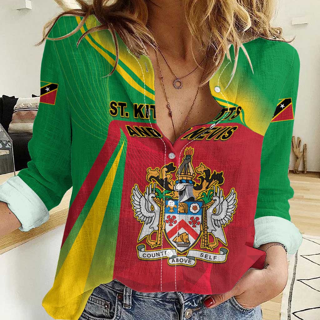 Personalized Saint Kitts and Nevis Women Casual Shirt Coat Of Arms Sporty Style