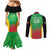 Custom Saint Kitts and Nevis Cricket Couples Matching Mermaid Dress and Long Sleeve Button Shirt Simple Style