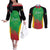 Custom Saint Kitts and Nevis Cricket Couples Matching Off The Shoulder Long Sleeve Dress and Long Sleeve Button Shirt Simple Style