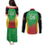 Custom Saint Kitts and Nevis Cricket Couples Matching Puletasi and Long Sleeve Button Shirt Simple Style