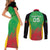 Custom Saint Kitts and Nevis Cricket Couples Matching Short Sleeve Bodycon Dress and Long Sleeve Button Shirt Simple Style