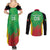 Custom Saint Kitts and Nevis Cricket Couples Matching Summer Maxi Dress and Long Sleeve Button Shirt Simple Style