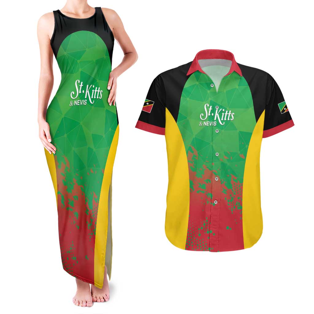 Custom Saint Kitts and Nevis Cricket Couples Matching Tank Maxi Dress and Hawaiian Shirt Simple Style