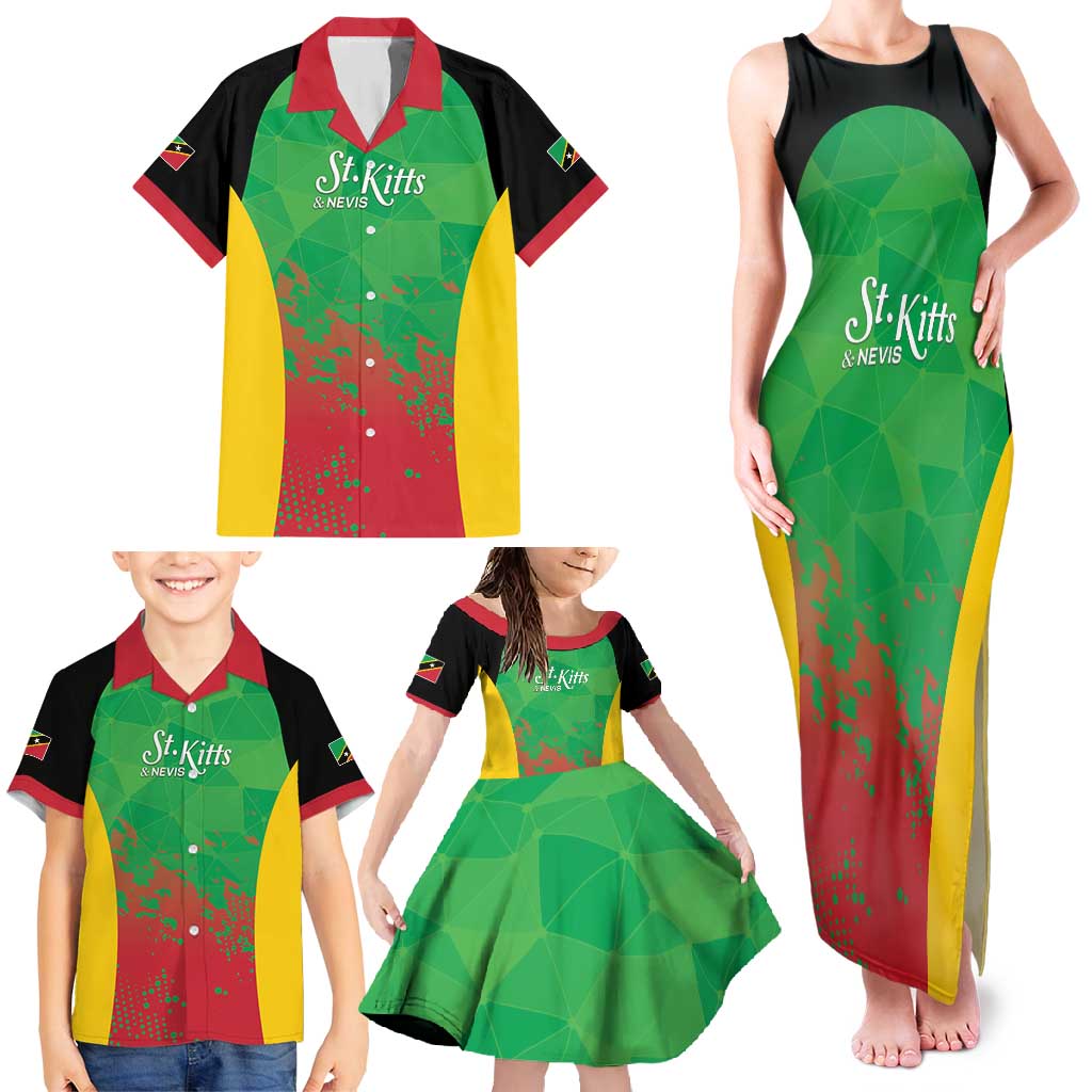 Custom Saint Kitts and Nevis Cricket Family Matching Tank Maxi Dress and Hawaiian Shirt Simple Style