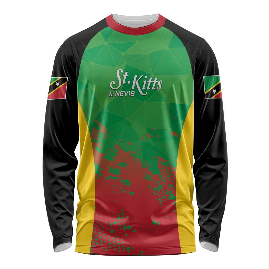 Custom Saint Kitts and Nevis Cricket Long Sleeve Shirt Simple Style