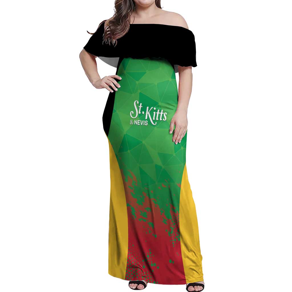 Custom Saint Kitts and Nevis Cricket Off Shoulder Maxi Dress Simple Style