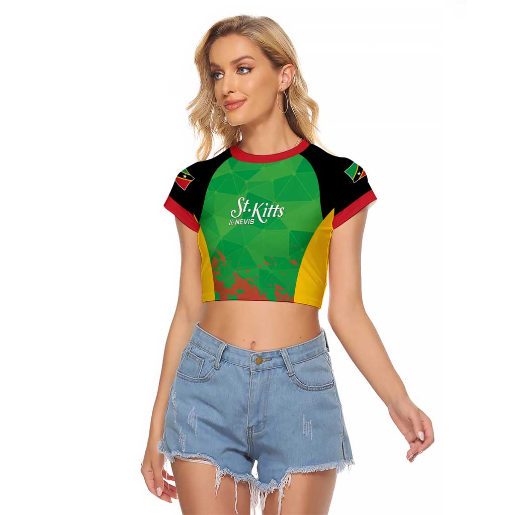 Custom Saint Kitts and Nevis Cricket Raglan Cropped T Shirt Simple Style