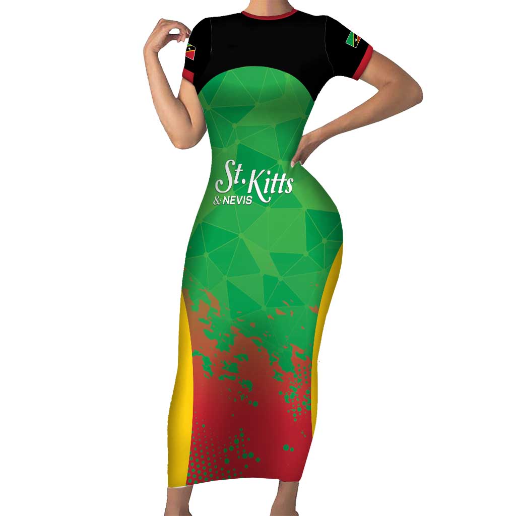 Custom Saint Kitts and Nevis Cricket Short Sleeve Bodycon Dress Simple Style