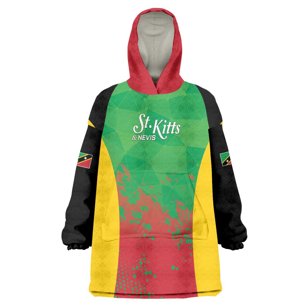 Custom Saint Kitts and Nevis Cricket Wearable Blanket Hoodie Simple Style