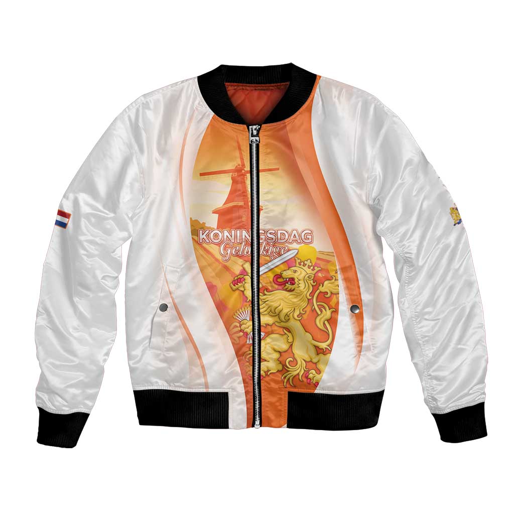 Netherlands Koninginnedag Bomber Jacket Nederland Windmill Lion Heritage