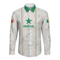 Custom Senegal Football 2026 Long Sleeve Button Shirt Car Rapide-Inspired Pattern