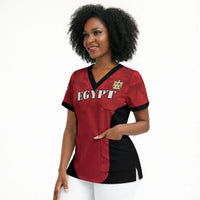 Custom Egypt Football 2026 Scrub Top Go Pharaohs Special Style