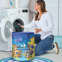 Happy Australia Flag Day Laundry Basket Aussie Animals Grunge Style