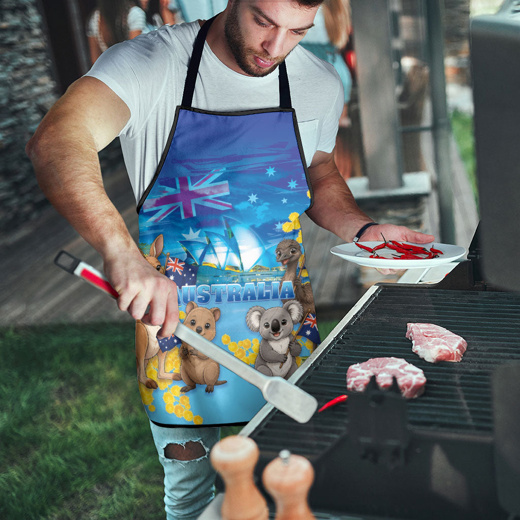 Happy Australia Flag Day Apron Aussie Animals Grunge Style