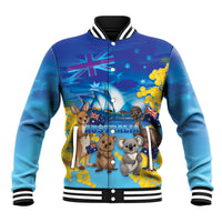 Happy Australia Flag Day Baseball Jacket Aussie Animals Grunge Style