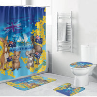 Happy Australia Flag Day Bathroom Set Aussie Animals Grunge Style