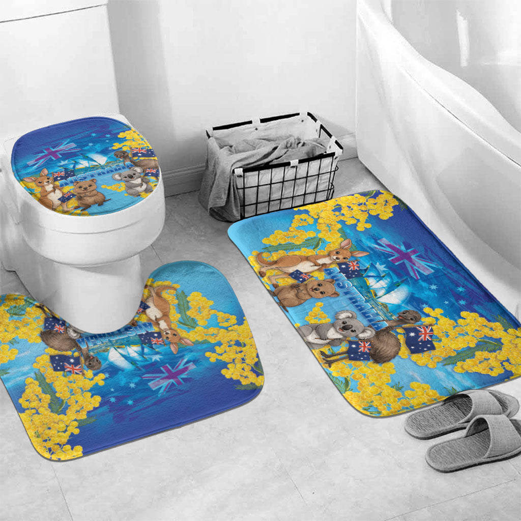 Happy Australia Flag Day Bathroom Set Aussie Animals Grunge Style