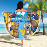 Happy Australia Flag Day Beach Blanket Aussie Animals Grunge Style