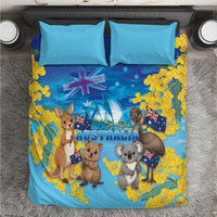 Happy Australia Flag Day Bedding Set Aussie Animals Grunge Style