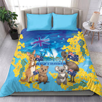 Happy Australia Flag Day Bedding Set Aussie Animals Grunge Style